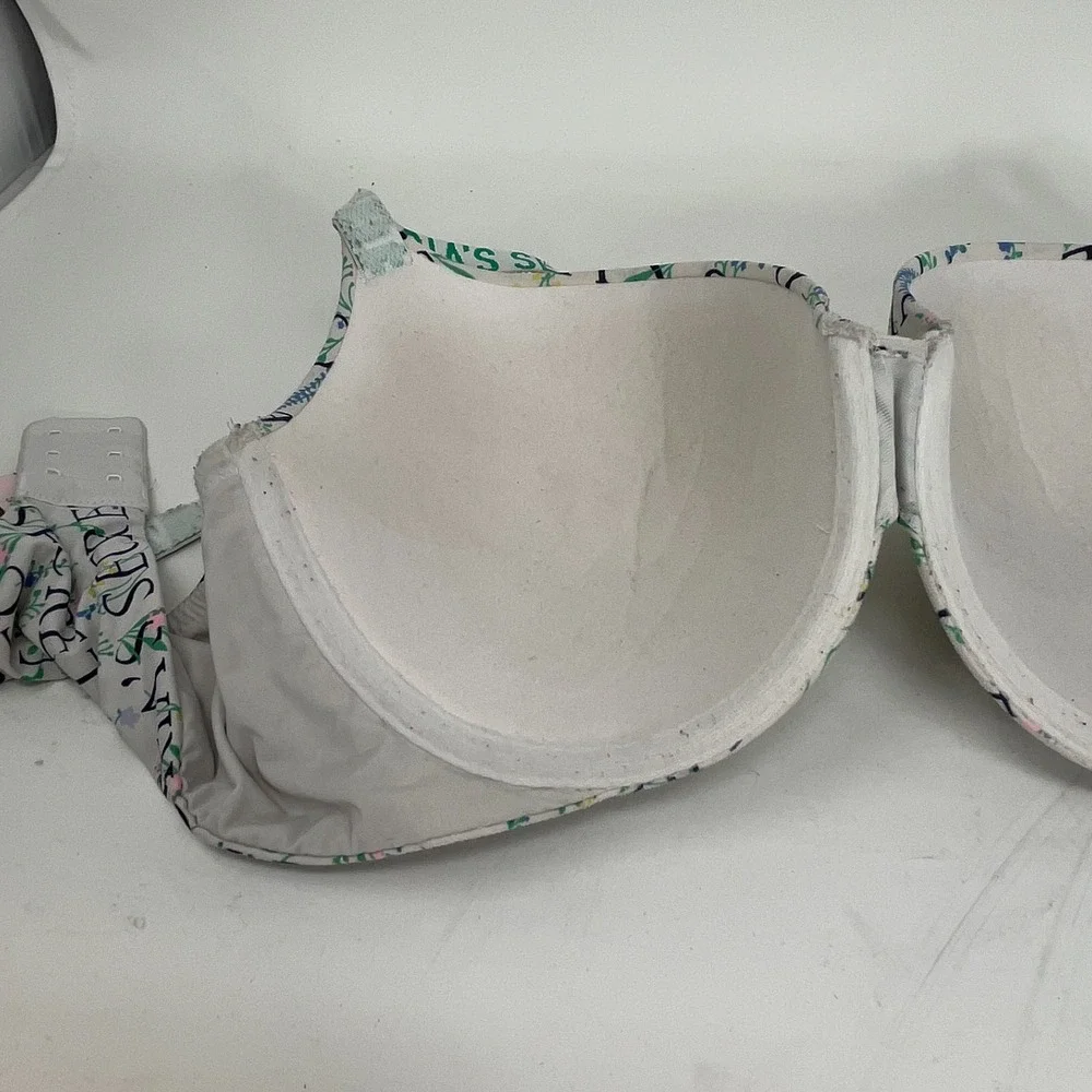 Victoria's Secret 36D T-Shirt Push-Up Bra Full Coverage Floral Logo Underwire